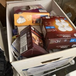 Bulk Box Of Various Size And Brand Light Bulbs 