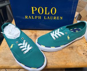 Polo Ralph Lauren Keaton Pony SK LT Sneakers – Men’s 9.5D – Green/White Canvas