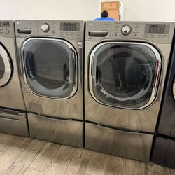 LG mega capacity washer and dryer set with warranty