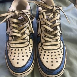 Graffiti Sonic White and Blue CUSTOM low top Air Force 1