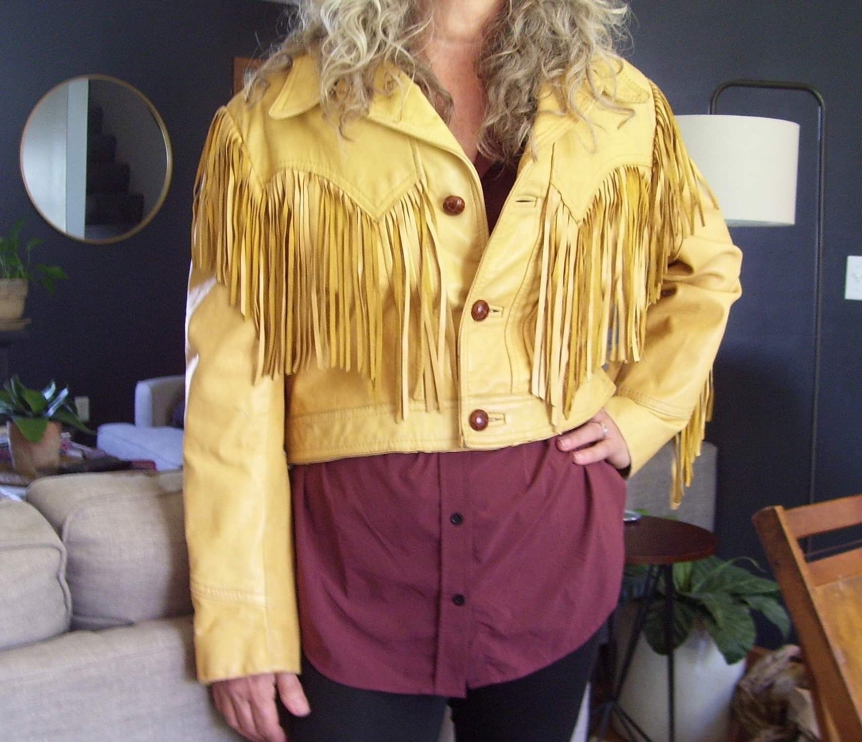 Women's Vintage Genuine Leather Fringe Southwest Jacket.