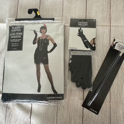 Costume Flapper set women size Small (2-4)