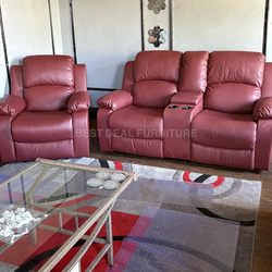 Red faux leather reclining couch set 3 pc includede