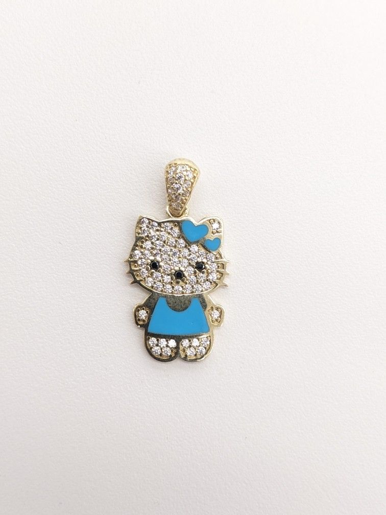 10kt Real Gold Hello kitty Pendant With Cubic Zirconia Stone