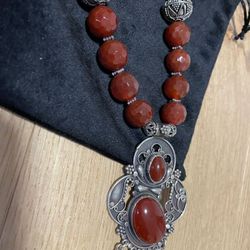  Brown Agate Stone With Hand Made Sterling Sliver Pendant 