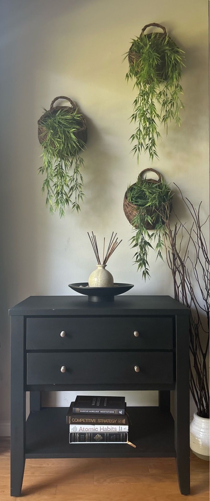 Modern Black Wood Accen Console / Nightstand with Open Shelf | Stylish & Versatile