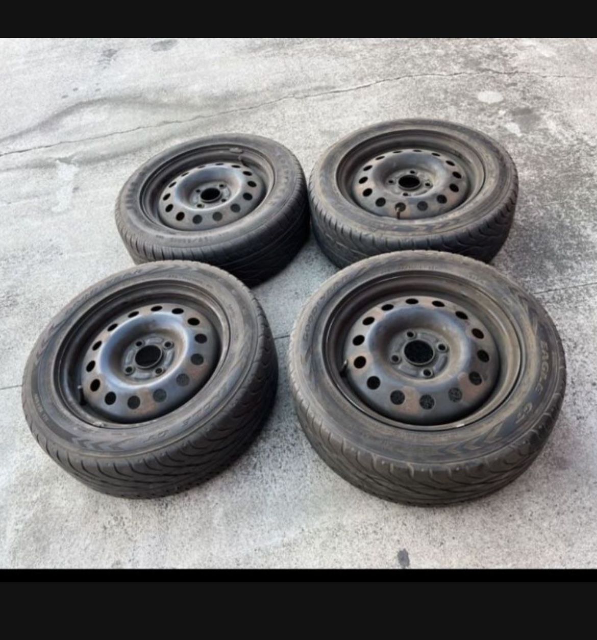 4 - 195/60r15 4x3.94 4x100 Honda Civic Fit Miata Xa Xb Ia Echo Yaris Corolla Wheels Rims Good Treads 80% Tires!!!