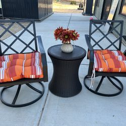 2 Patio Chairs And Side Table 