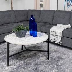 Beautiful Modular 4 Piece Sectional Sofa Upholstered In Steel Grey Color Fabric!