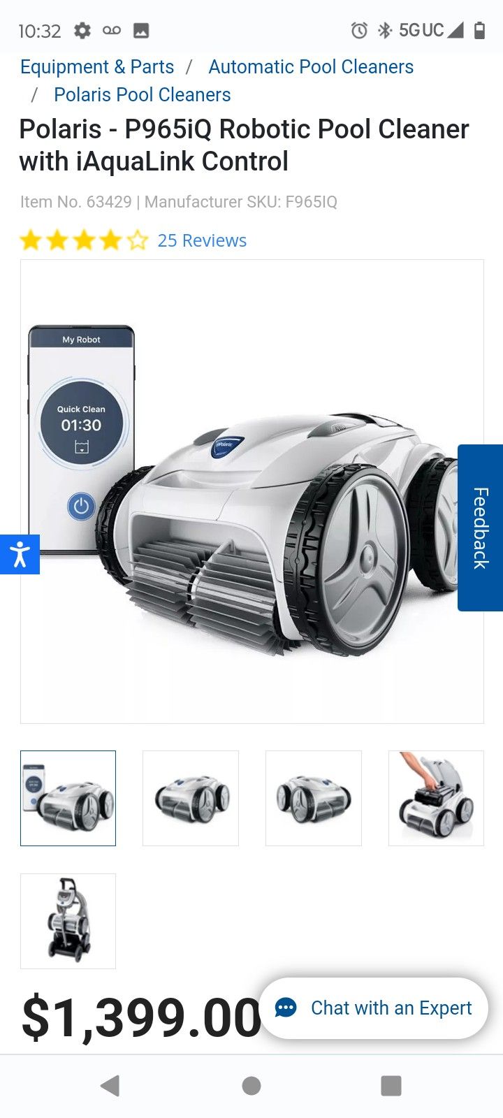 USED Polaris P965iq Electric Pool Cleaner