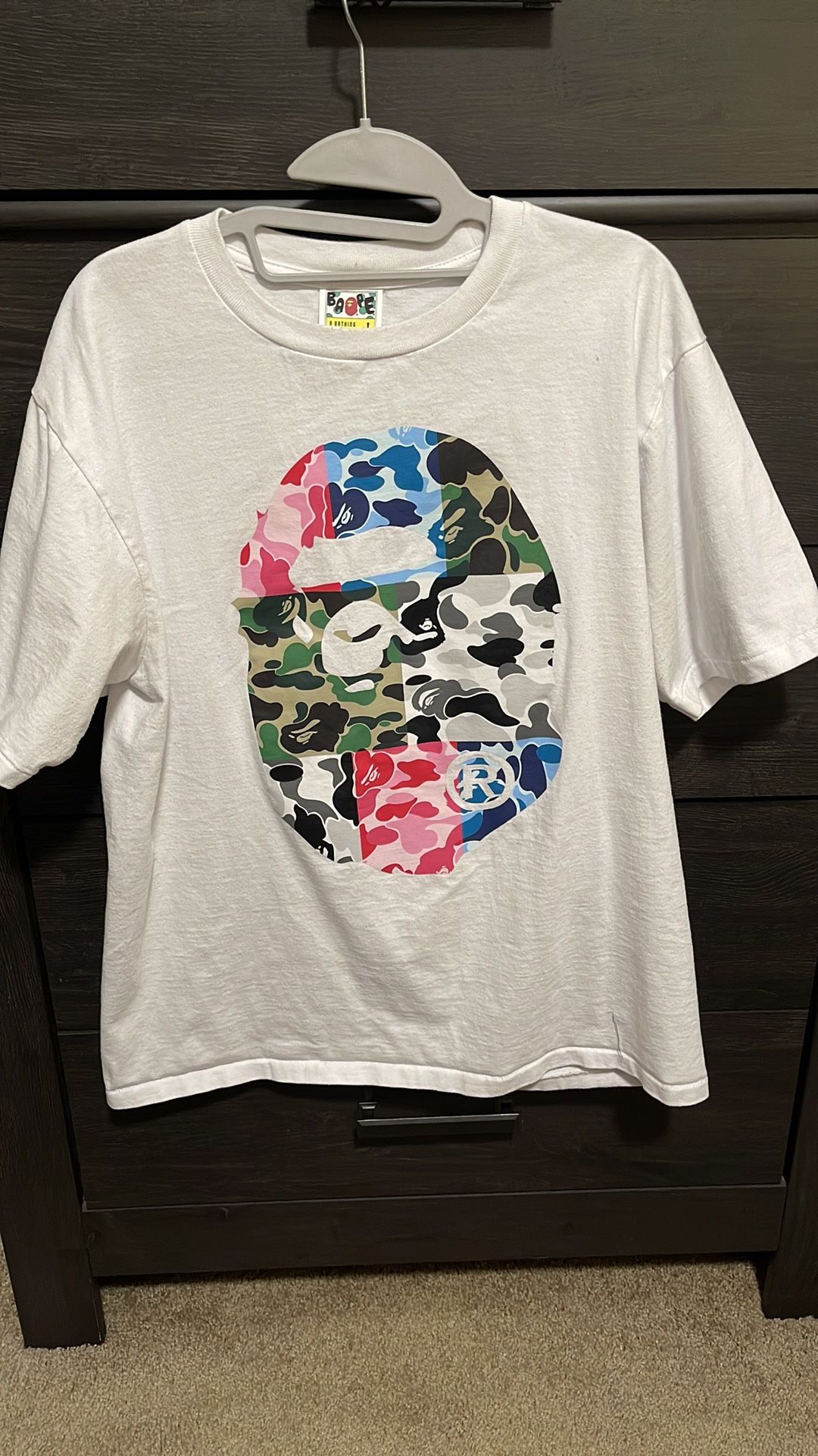 Bape White Tee-white Multicolor