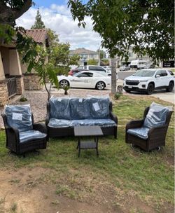 Patio swivel chairs three seater patio set brand new outdoor patio furniture 🚎🚛🆕