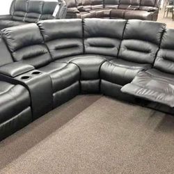 New Black Power Recliner Sectional Couch / Free Delivery 