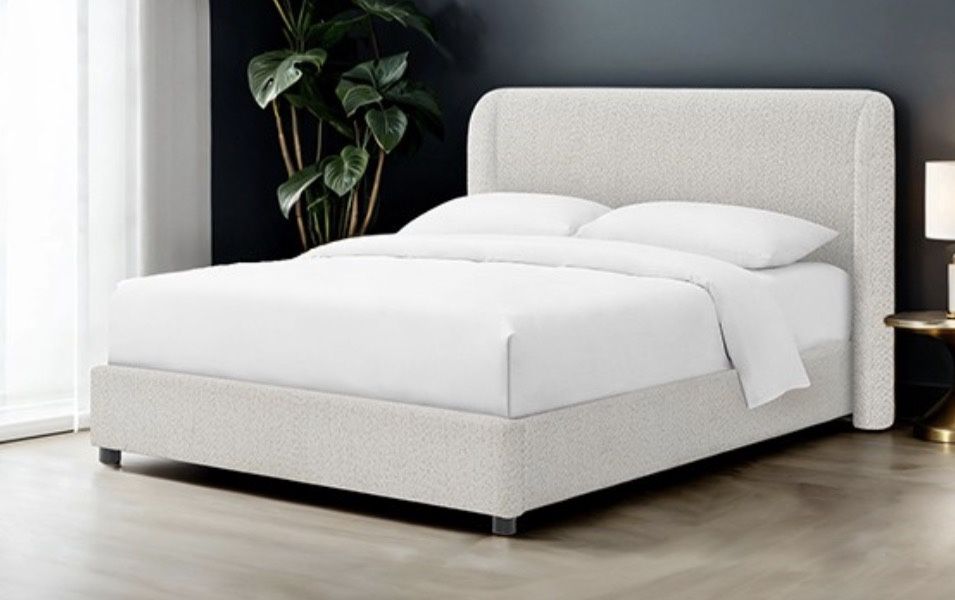 White Full Boucle Bed Frame Brand New In Box