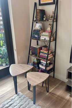 Gray Triangle Bookshelf and Tables
