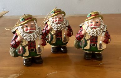 3-Christmas Santa ornaments 5”