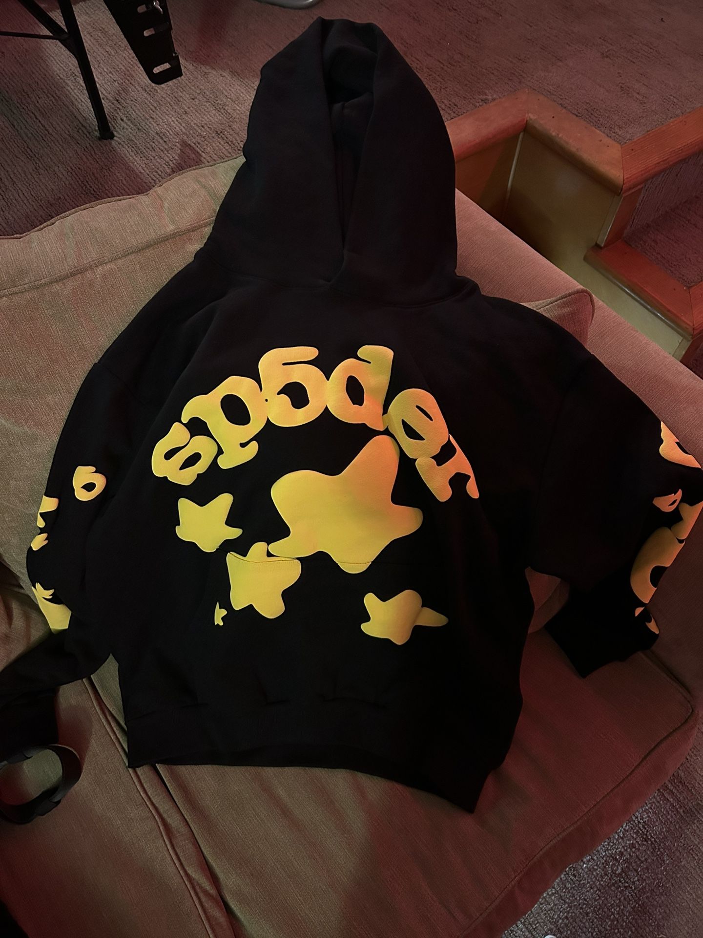 Black And Yellow Sp5der Hoodie
