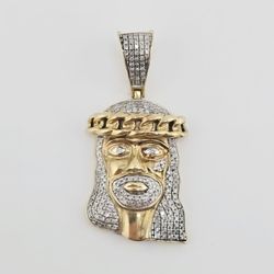 10k gold diamond Jesus pendant