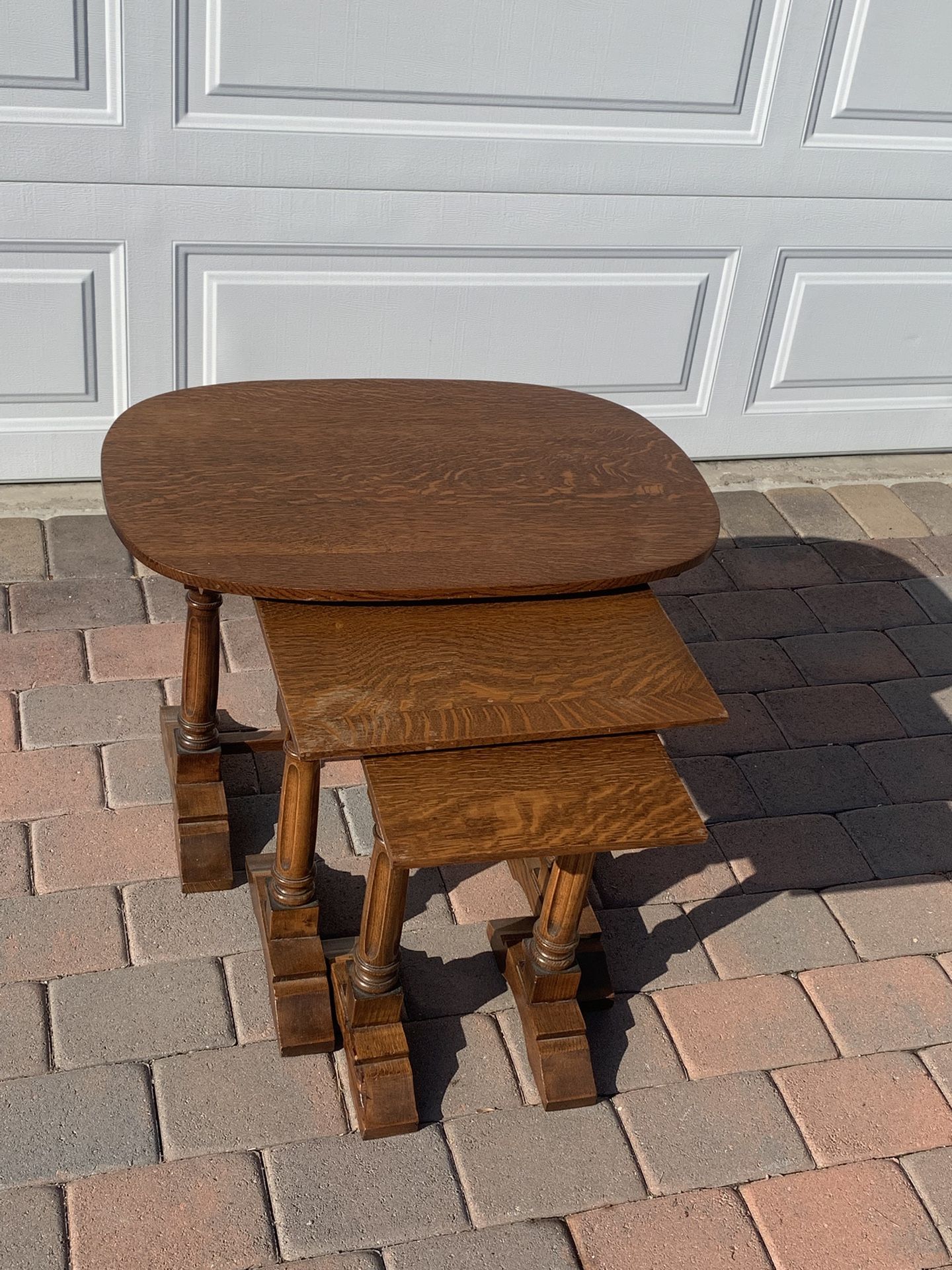 Antique Oak Nesting Table 