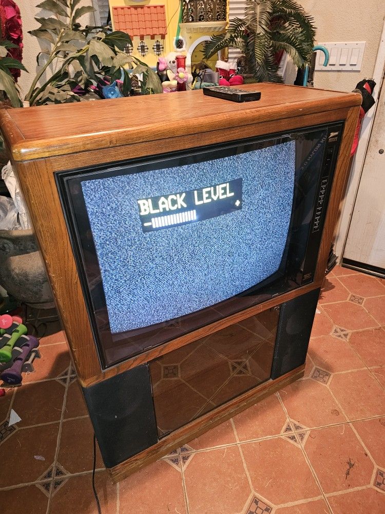 Antique TV Come With Remote Control Front Glass And Cabinet