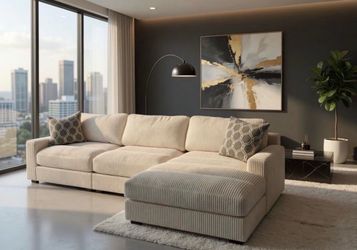 Labor Deal SALE! Only a couple left! 127” Soft Cord Sectional Sofa Couch