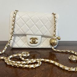 Chanel quilted cc pearl crush mini flap lambskin bag 