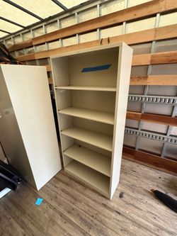 Warehouse sale-- Versatile Beige Metal Storage Bookcase with Adjustable Shelves