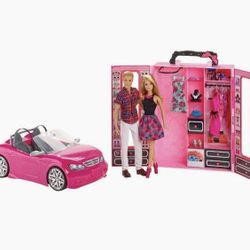 Barbie & Ken Doll Dress Up And Go Closet Glam Convertible Car Playset