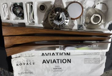 Aviation 60 in. Integrated LED Indoor Brushed Nickel and Distressed Koa Ceiling Fan with Light with Remote Control by MINKA-AIRE