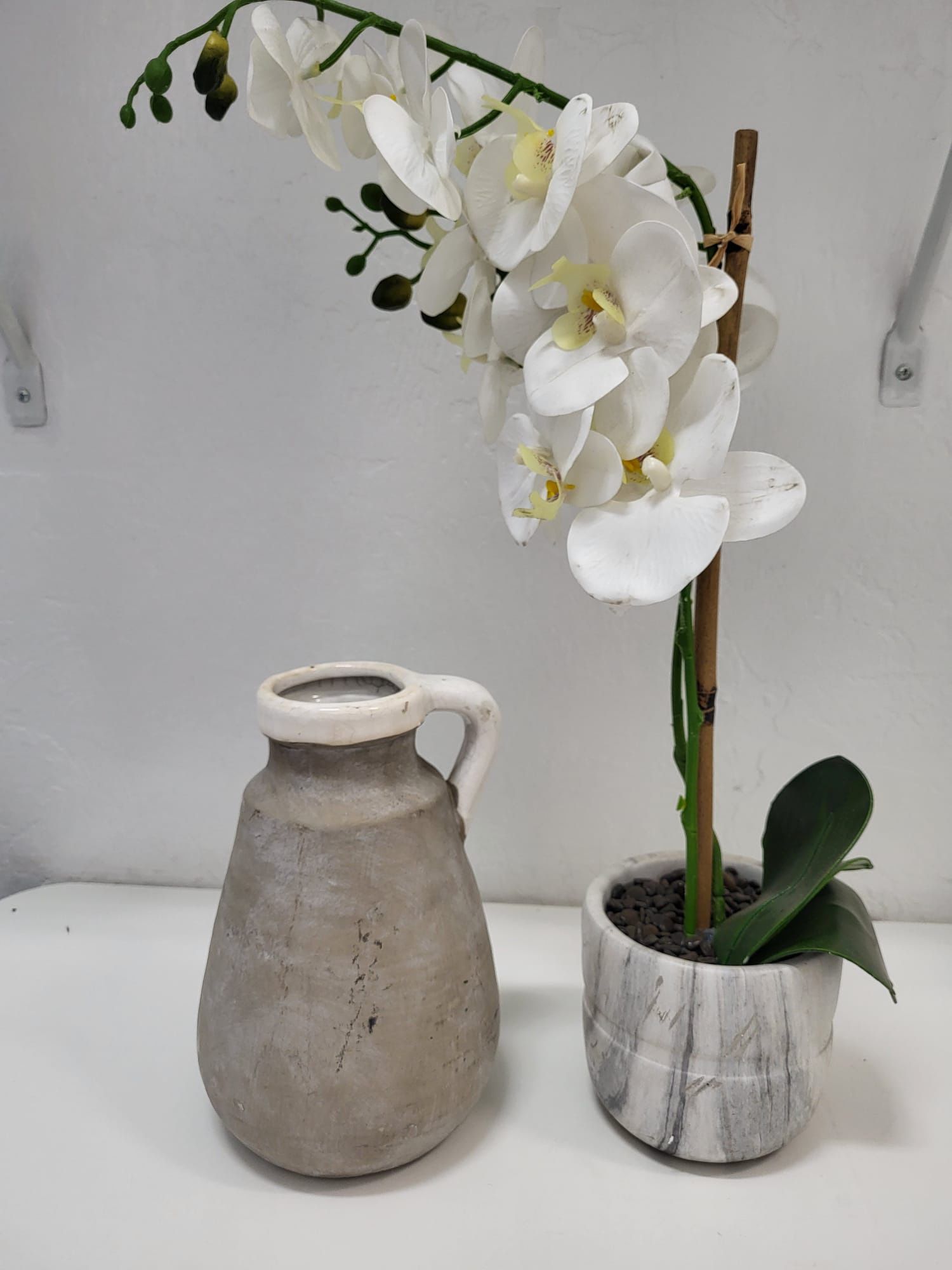 Orchid, Ceramic Vase, Wall Flowers Vase And Little Garden