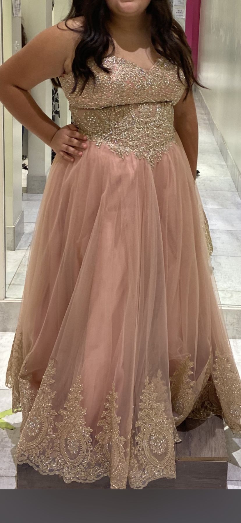 QuinceaDress size XL-Strapless Simple elegant Quinceanera dress