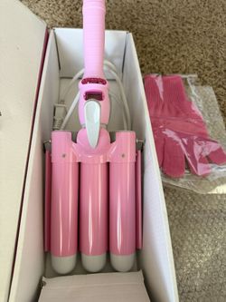 Three Barrel Curling Iron Wand Hair Waver with LCD Temperature Display - 1 Inch Ceramic Tourmaline Barrels