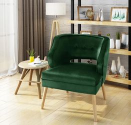 Emerald Green Modern Velvet Cushioned Accent Chair