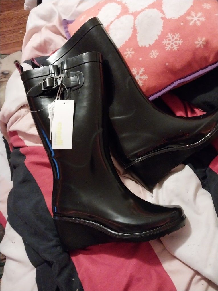 Ladys New Rain Boots With Heel Capelli New York 