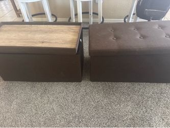 Set of 2 brown storage ottomans