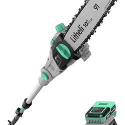 Litheli Pole Saw Battery Powered for Tree Trimming, 10'' Electric Cordless Pole Saw with 20V Battery for Tree Trimming