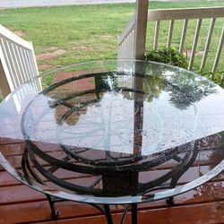 42 Inch Glass And Metal Table 