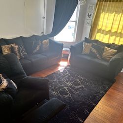 3 Pcs Black Sofa set 