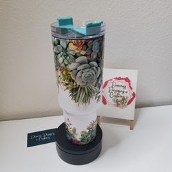 40 Oz Tumbler Succulents Teal 