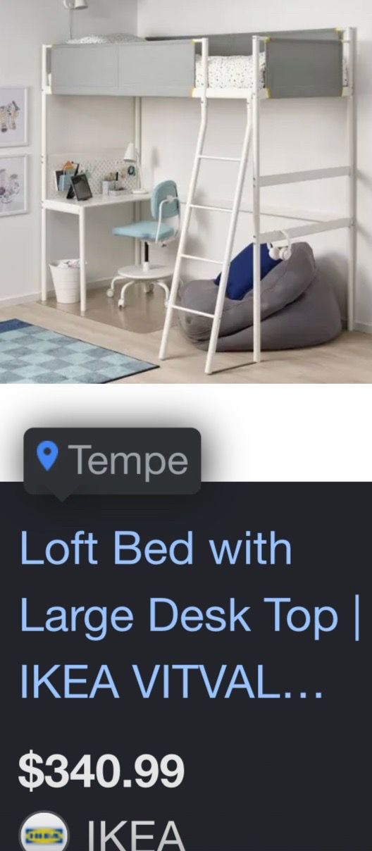 IKEA loft bed frame w/ desk & chair