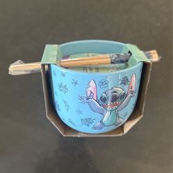 Ceramic Bowl With Chopsticks Disney Stitch 