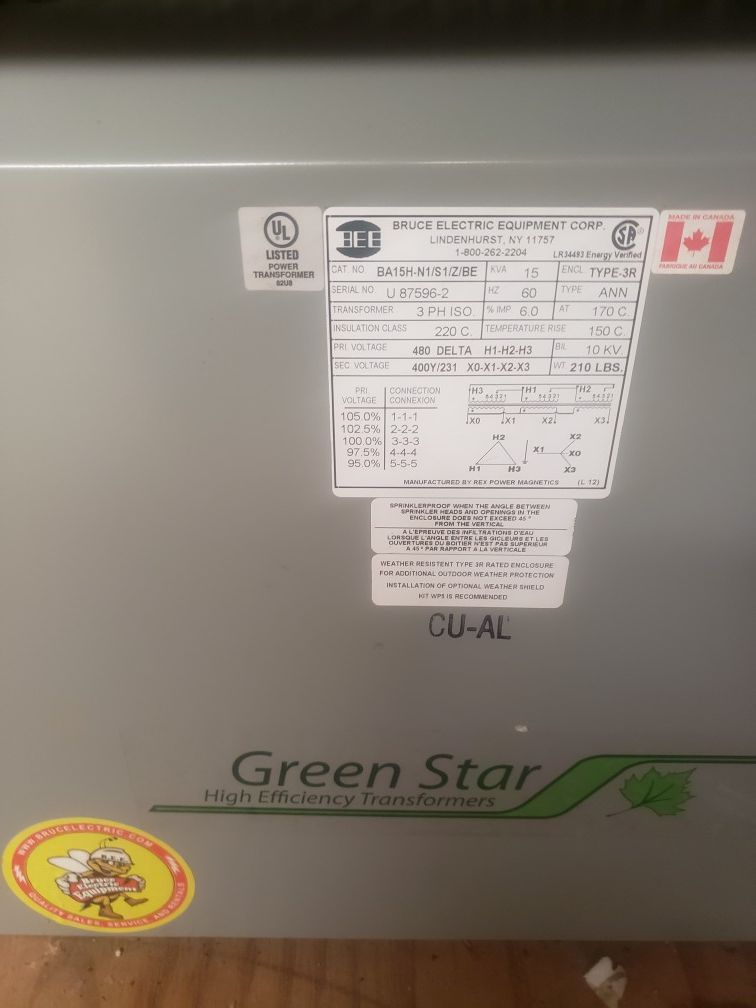 Green star 3 phase transformer.