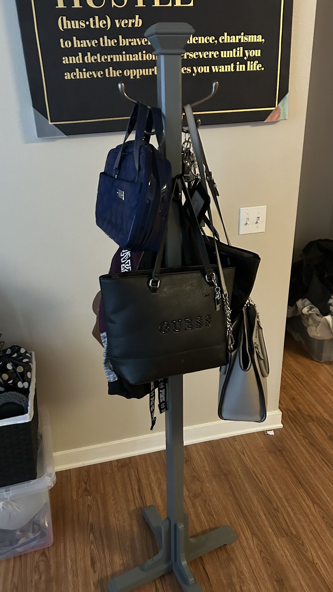 Entrance Gray Coat N Or Purse Rack