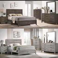 4- Pc Bedroom set Dresser,Mirror Nightstand (1) Queen size bed frame Not including Mattress and Box Sp