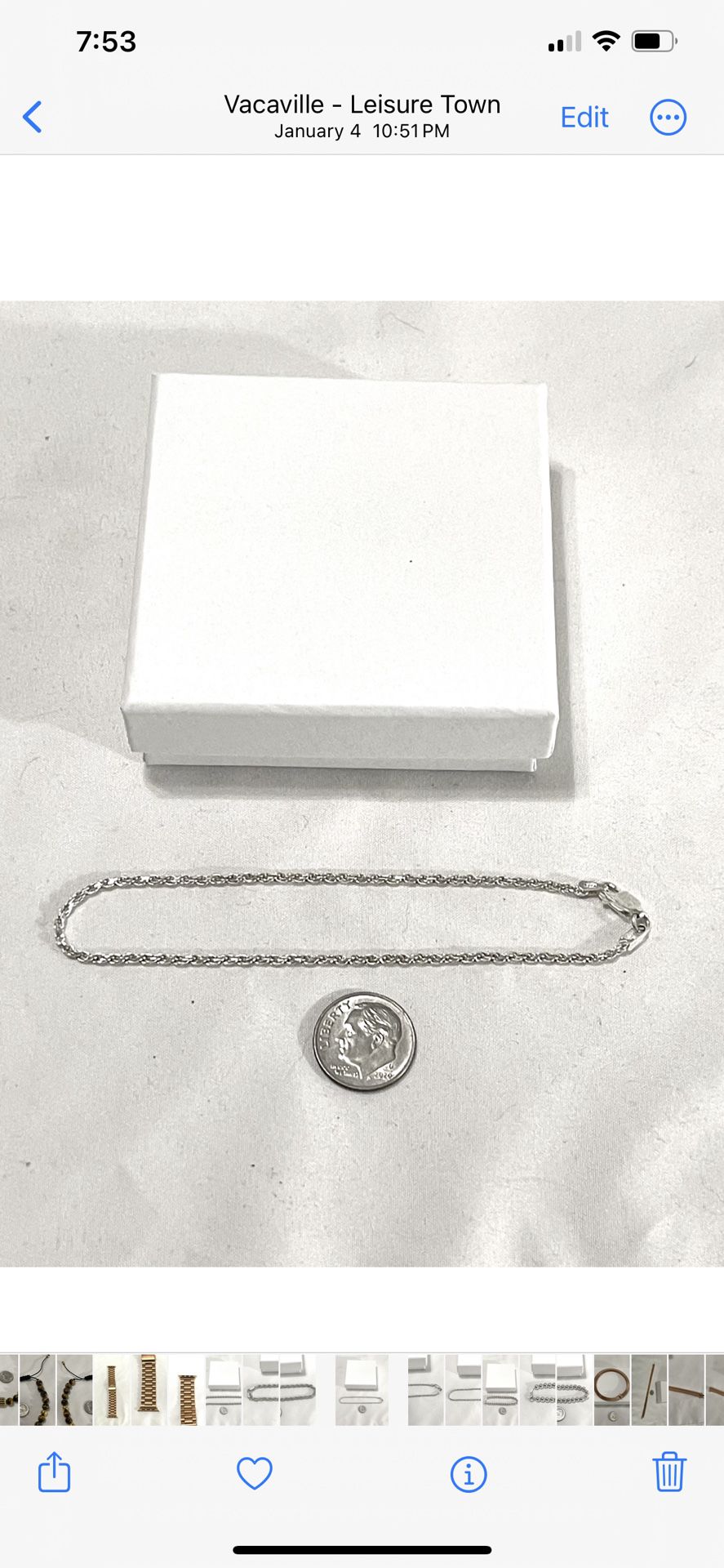 Brand New 8-1/2” Rope Style Silver Bracelet 