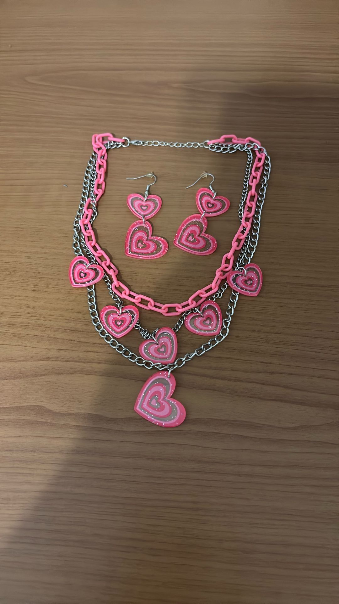 Two Piece (Earrings And Necklace) Heart Set
