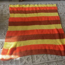 Mod Style Handmade Afghan Thrown Blanket Neon Colors 