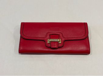 Coach Taylor Pebble Red Leather Slim Envelope Wallet
