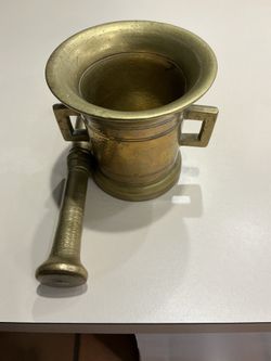 Brass vintage mortar and pestle