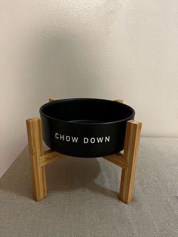 Ceramic Pet Bowl with Bamboo Stand
